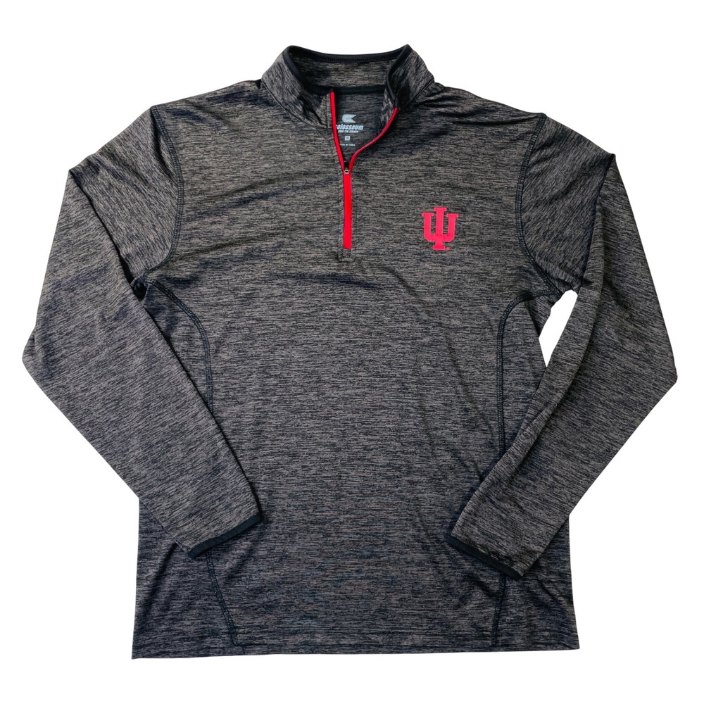 Colosseum Indiana University Hoosiers Quarter Zip Pullover Gray Mens Small IU
